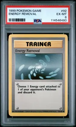 1999 POKEMON GAME #92 ENERGY REMOVAL PSA EX-MT 6 - Image 1