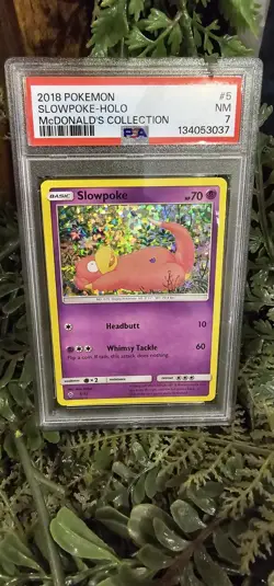 PSA 7 Slowpoke 5/12 Confetti Holo 2018 McDonald's Collection Promo Pokemon - Image 1