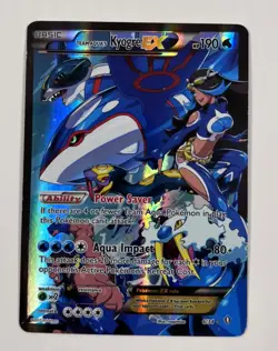 Team Aqua's Kyogre EX 6/34 2015 Pokemon Double Crisis Holo Full Art HP - Image 3
