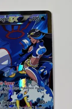 Team Aqua's Kyogre EX 6/34 2015 Pokemon Double Crisis Holo Full Art HP - Image 5