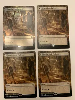 MTG Magic ZNR Zendikar Rising Borderless Rare BRIGHTCLIMB PATHWAY x4 - 1 is FOIL - Image 1