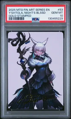 2025 MTG FINAL FANTASY ART SER GOLD STAMPED #53 Y'SHTOLA, NIGHT'S BLESSED PSA 10 - Image 1