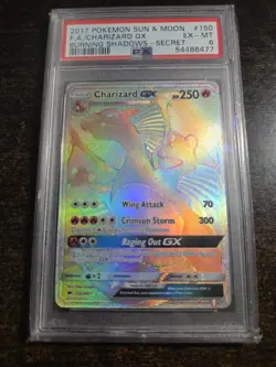 2017 POKEMON SUN & MOON BURNING SHADOWS #150/147 CHARIZARD GX SECRET RARE PSA 6 - Image 1