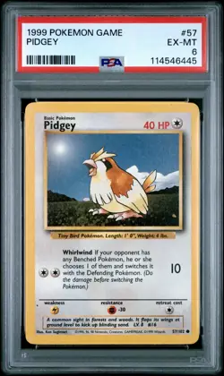 1999 POKEMON GAME #57 PIDGEY PSA EX-MT 6 - Image 1