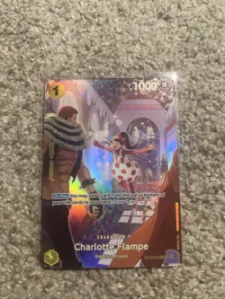 Bandai One Piece CCG Charlotte Flampe Character Card Special Holo SP, EB01-056 - Image 1