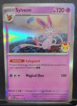 One (1) Pokemon Day 2025 Stamped Sylveon 040/131 Holo Foil Exclusive Promo Card - Image 1