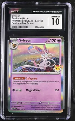 CGC 10 2025 Pokemon Day Stamped Sylveon 040/131 Holo Foil Exclusive Promo Card - Image 1