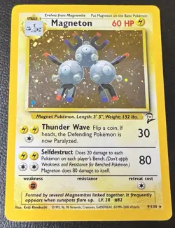 Pokemon TCG Magneton 9/130 Base Set 2 Unlimited Holo Rare - Image 1