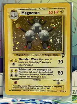Pokemon TCG Magneton 9/130 Base Set 2 Unlimited Holo Rare - Image 1