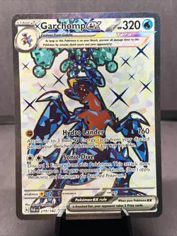 Pokemon TCG Garchomp EX 219/182 SV04: Paradox Rift Full Art Holo Rare NM 2023 - Image 1