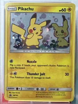 2019 Pokemon Team Up Pikachu Holo Promo #SM162 Black Star Promo Card PSA 9 Mint - Image 2