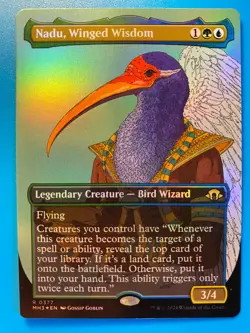 MTG 1x FOIL BORDERLESS Nadu, Winged Wisdom # 377 Modern Horizons 3 Magic x1 NM - Image 1