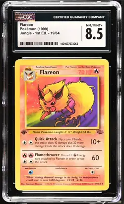 Pokemon TCG Jungle #19 Flareon 1st Edition Rare 1999 CGC 8.5 NM/MT+ - Image 2