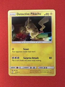 Pokemon TCG Detective Pikachu Holo Rare Card 10/18 NM Condition - Image 1