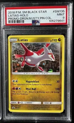 2018 Pokemon Black Star Promo Dragon Majesty Latias Holo SM135 PSA 9 *POP 29* - Image 2