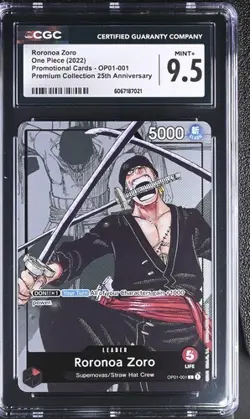 CCG 9.5 MINT+ Roronoa Zoro OP01-001 Premium 25th Anniversary One Piece - Image 1