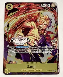 One Piece Sanji ONLINE Regional Tournament Event Pack Foil Promo Card OP03-102 - Image 1