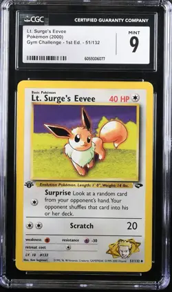 Pokemon 2000 Lt. Surge's Eevee Gym Challenge - 1st Ed. 51/132 CGC 9 - Image 1