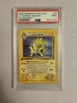 2000 Pokemon - 1st Edition Lt. Surge’s Jolteon Rare - Gym Challenge 28/132 PSA 9 - Image 1