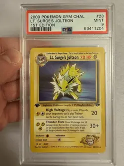 2000 Pokemon - 1st Edition Lt. Surge’s Jolteon Rare - Gym Challenge 28/132 PSA 9 - Image 2