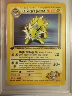 2000 Pokemon - 1st Edition Lt. Surge’s Jolteon Rare - Gym Challenge 28/132 PSA 9 - Image 3