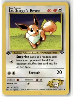 Lt. Surge's Eevee ⭐ 51/132 1st Edition Uncommon Gym Challenge 2000 Pokemon LP - Image 1