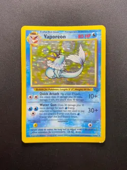 Vaporeon Holo WOTC Pokemon Card 12/64 Jungle Set Rare Original 1999 Vintage - Image 1
