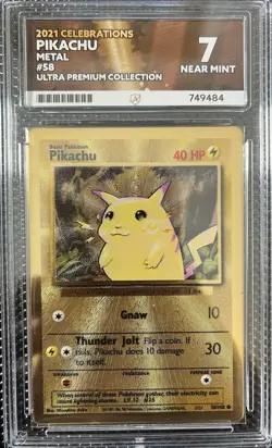 Pokemon Pikachu TCG Gold Metal Card Celebrations UPC 58/102 - Ace 7 NM - Image 1