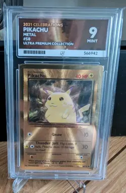 Pokemon Pikachu TCG Gold Metal 25th Celebrations Card 58/102 UPC Ace Graded 9 - Image 1