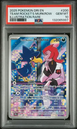 2025 POKEMON DRI EN-DESTINED RIVALS #200 TEAM ROCKET'S MURKROW PSA 10 - Image 1