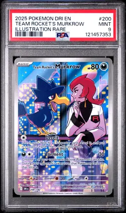 2025 POKEMON DRI EN-ILLUSTRATION RARE #200 TEAM ROCKET'S MURKROW PSA 9 - Image 1