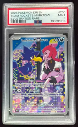 2025 Pokemon SV Destined Rivals - DRI EN #200/182 Team Rocket's Murkrow PSA 9 - Image 1