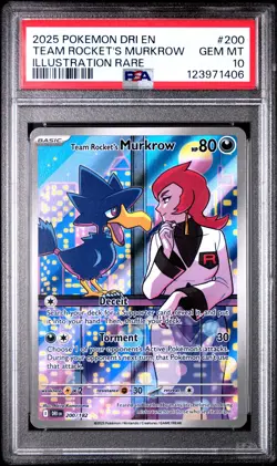 2025 POKEMON DRI EN-DESTINED RIVALS #200 TEAM ROCKET'S MURKROW PSA 10 - Image 1