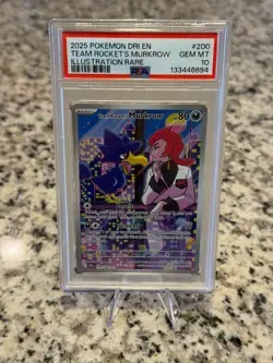 2025 POKEMON DRI EN #200 TEAM ROCKET'S MURKROW ILLUSTRATION RARE - PSA 10 (771) - Image 1