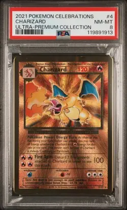 PSA 8 - 2021 Pokemon Celebrations UPC CHARIZARD Gold Metal Card #4 (1913) - Image 1
