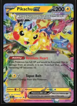 Pikachu ex 057/191 SV08: Surging Sparks Double Rare Pokemon Card - Image 1