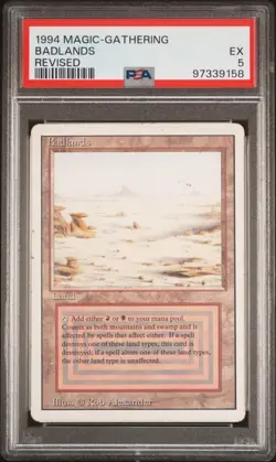 MTG Magic The Gathering Dual Lands Revised Badlands PSA EX 5 - Image 1