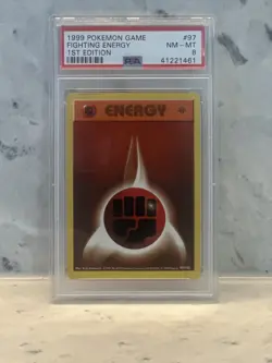 1999 Pokemon Base Set 1st Edition Fighting Energy #97 NM-MT PSA 8 - Image 1