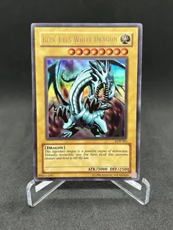 Yugioh Blue-Eyes White Dragon LOB-001 Ultra Rare Original Print NM - Image 1