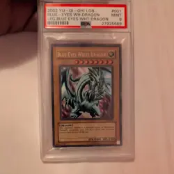 2002 Yugioh Blue-Eyes White Dragon LOB-001 Ultra Rare PSA 9 SLIGHT HOLO BLEED - Image 1