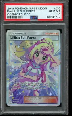 PSA 10 GEM MINT Pokemon Lillie’s Full Force Cosmic Eclipse Full Art 230/236 - Image 1
