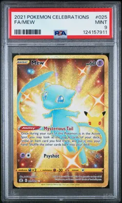 Mew Gold 025/025 Celebrations Full Art Secret Rare PSA 9 Mint Pokemon TCG Card - Image 1