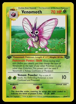 Pokemon Card - Venomoth Jungle 29/64 Rare 1st Edition - Image 1