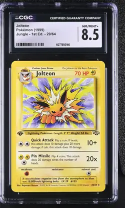 CGC 8.5 Jolteon 1999 Jungle 1st Edition 20/64 Non Holo Rare Pokemon Card - Image 1