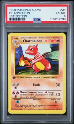 1999 POKEMON BASE SET 1ST EDITION #24 CHARMELEON PSA 6 - Image 1