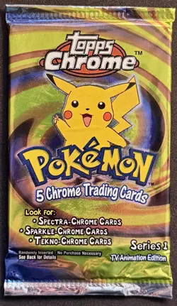 2000 Topps Chrome Pokemon Series 1 Sealed Booster Pack - PIKACHU - Image 1