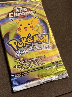 2000 Topps Chrome Pokemon Series 1 Sealed Booster Pack - PIKACHU - Image 2