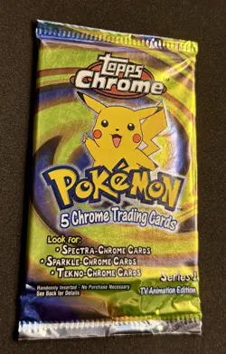 2000 Topps Chrome Pokemon Series 1 Sealed Booster Pack - PIKACHU - Image 3