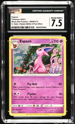 CGC 7.5 2021 Pokemon Fusion Strike Espeon Holo BlackStar Promo SWSH174 PSA BGS - Image 1