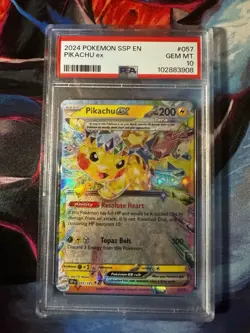 Pokemon Pikachu Ex 057/191 Surging Sparks PSA 10 Double Rare Full Art Holo - Image 1